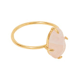 Gold-Plated Z Rose Quartz Nugget Ring For Women