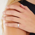 925 Sterling Silver-Plated Textured Rings Set Of Two Silver-Medium