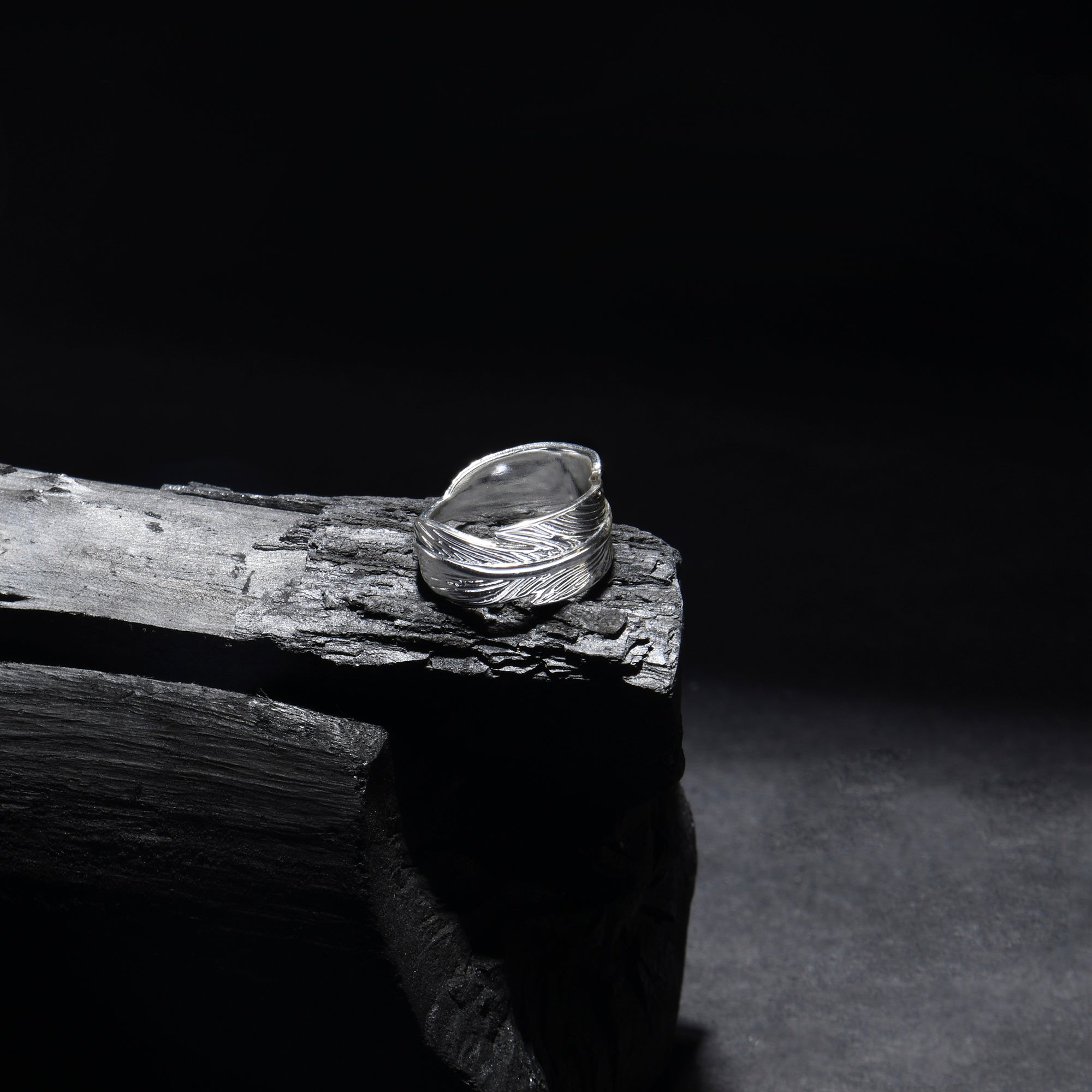 Small Silver-Plated Feather Ring