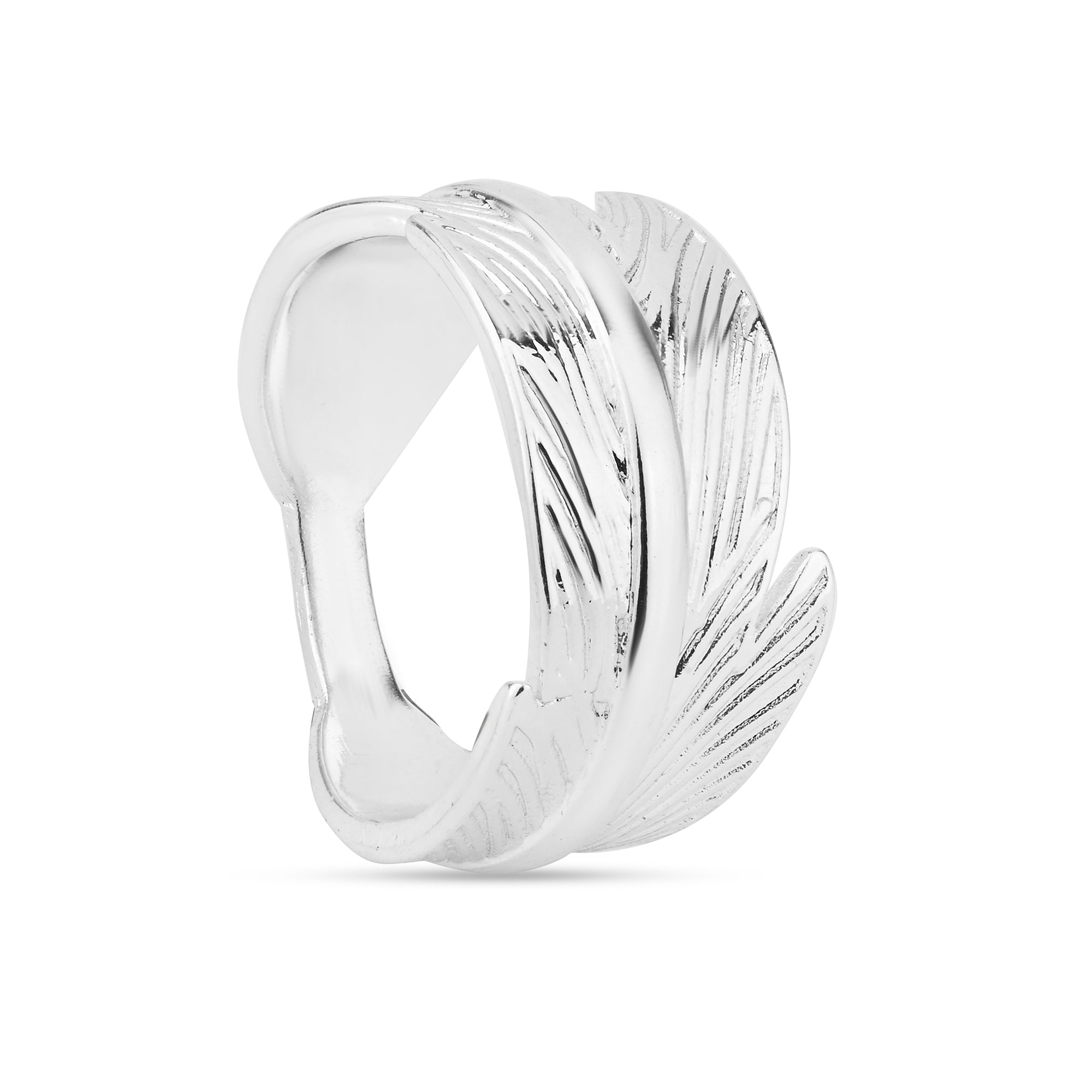 Small Silver-Plated Feather Ring