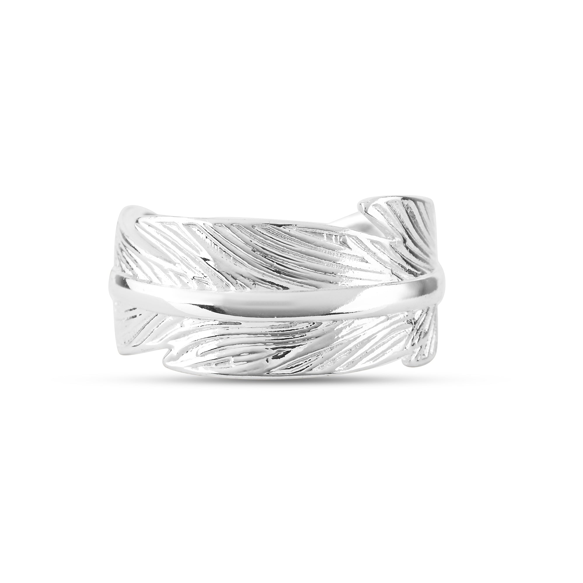 Small Silver-Plated Feather Ring