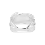 925 Sterling Silver-Plated Feather Ring Silver-Medium