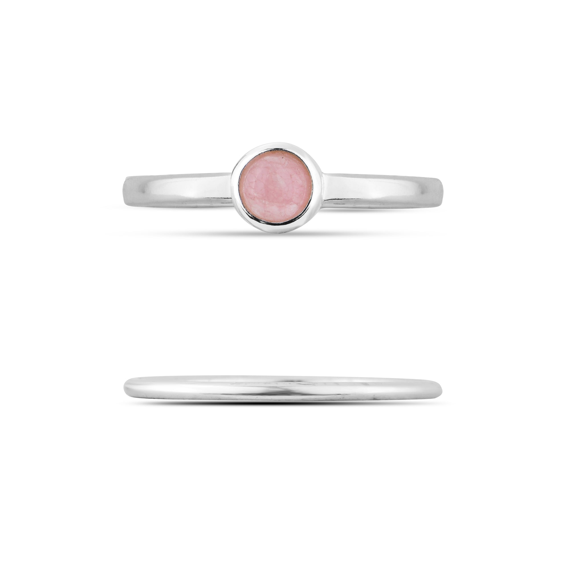 Small Pink Silver Rose Quartz Rings