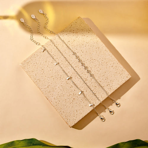 Accessorize London Women's Mixed Chain Filigree Anklet Set Of 3