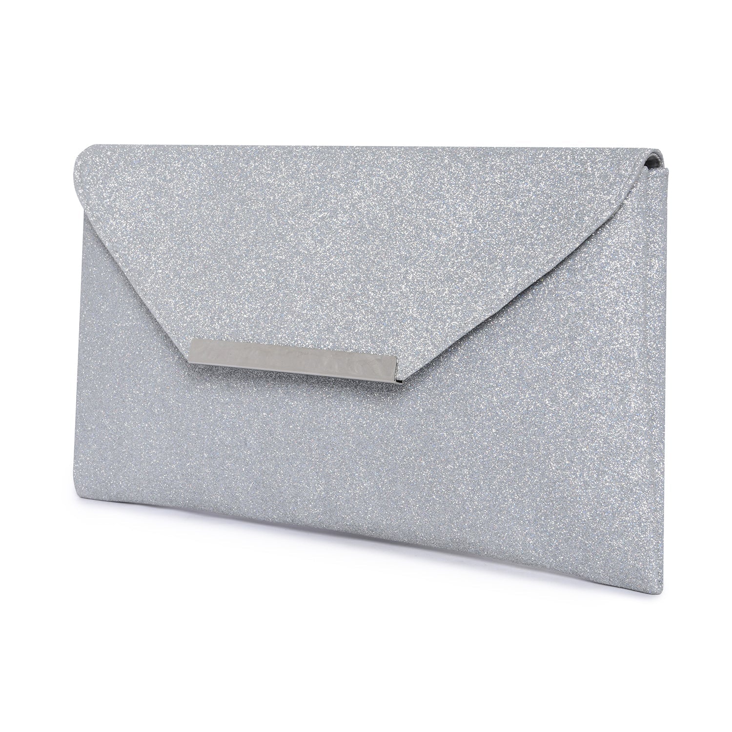 Accessorize London Women's Silver Foil PU Clutch Party bag