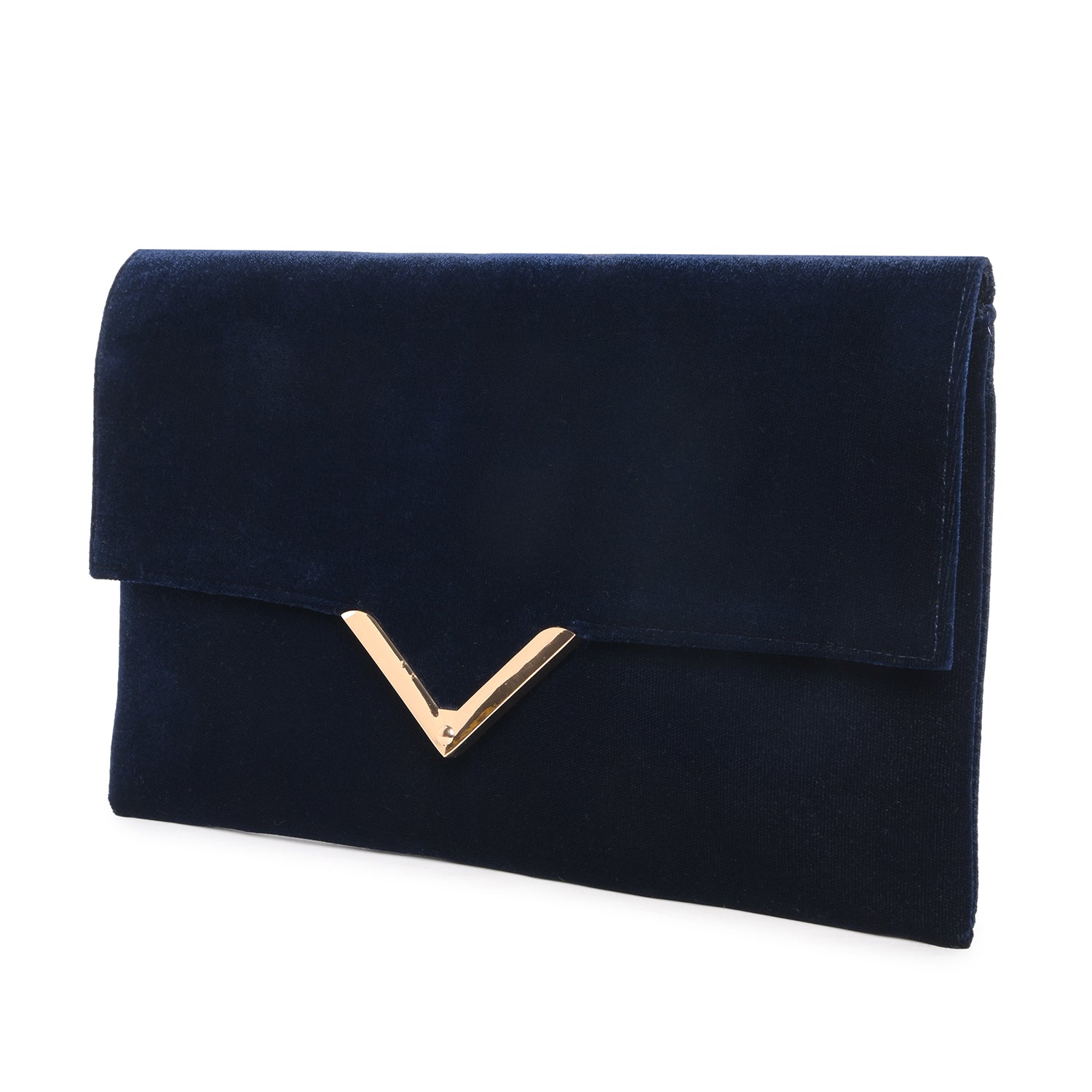 Accessorize London Women's Navy Velvet Clutch Party bag