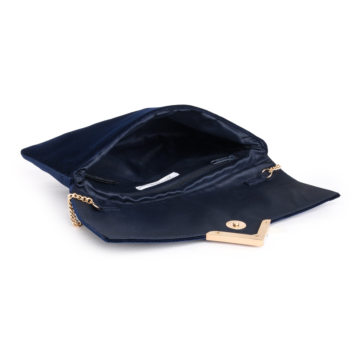 Accessorize London Women's Navy Velvet Clutch Party bag