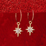 Accessorize London Women's Gold Star Drop Hoop Earring