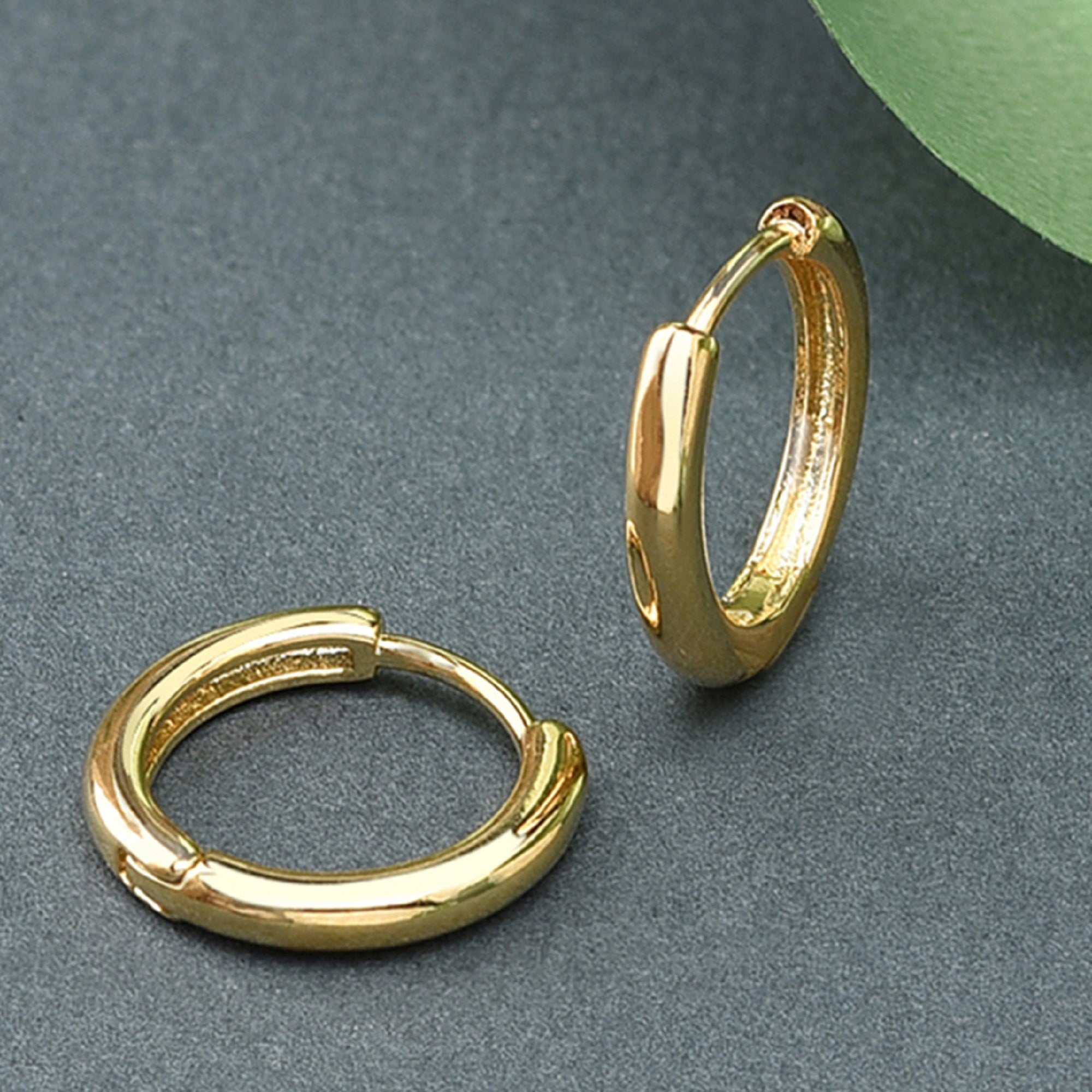 Real Gold Plated Plain Huggie Hoop Earrings For Women By Accessorize London