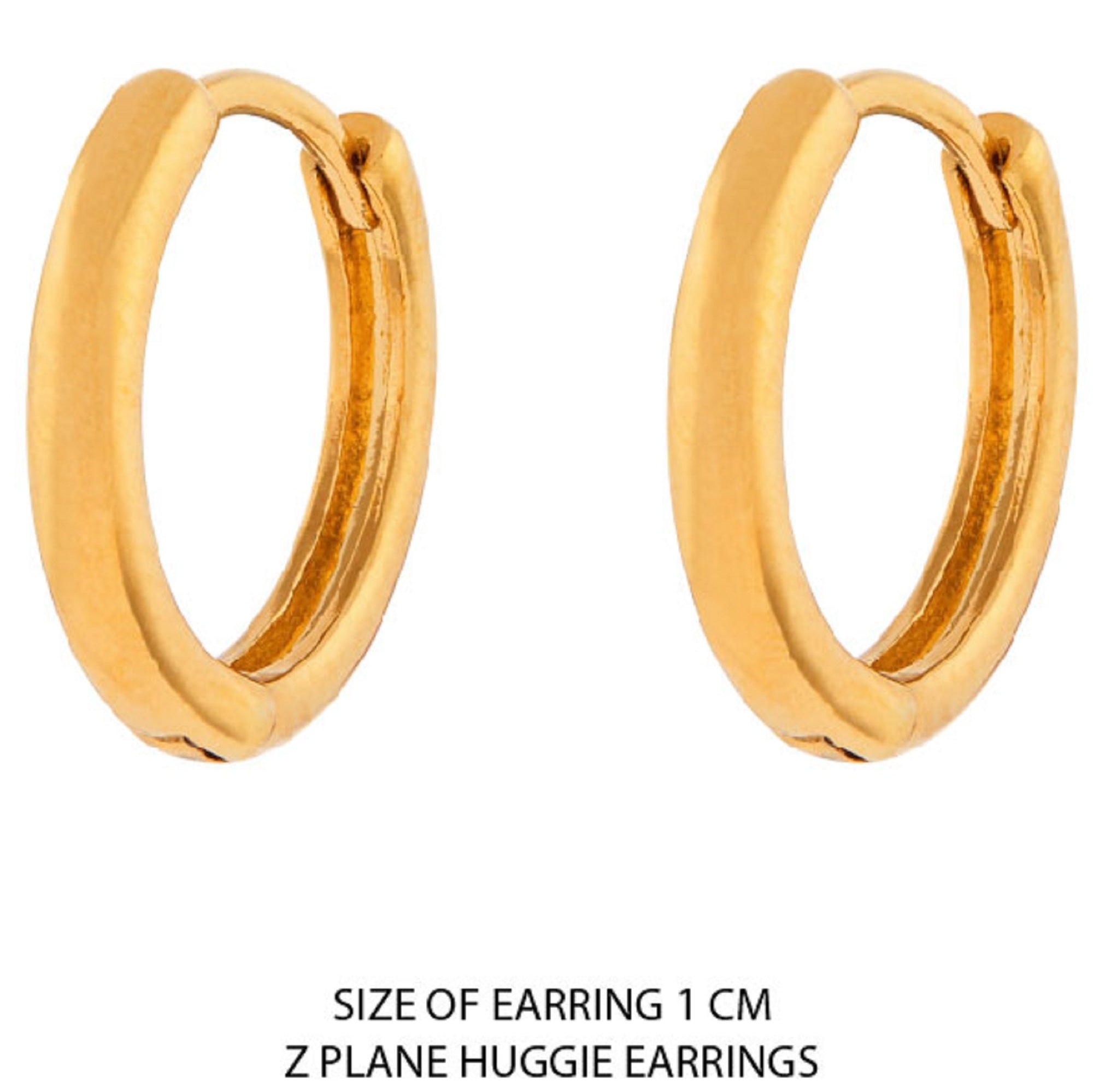Real Gold Plated Plain Huggie Hoop Earrings For Women By Accessorize London