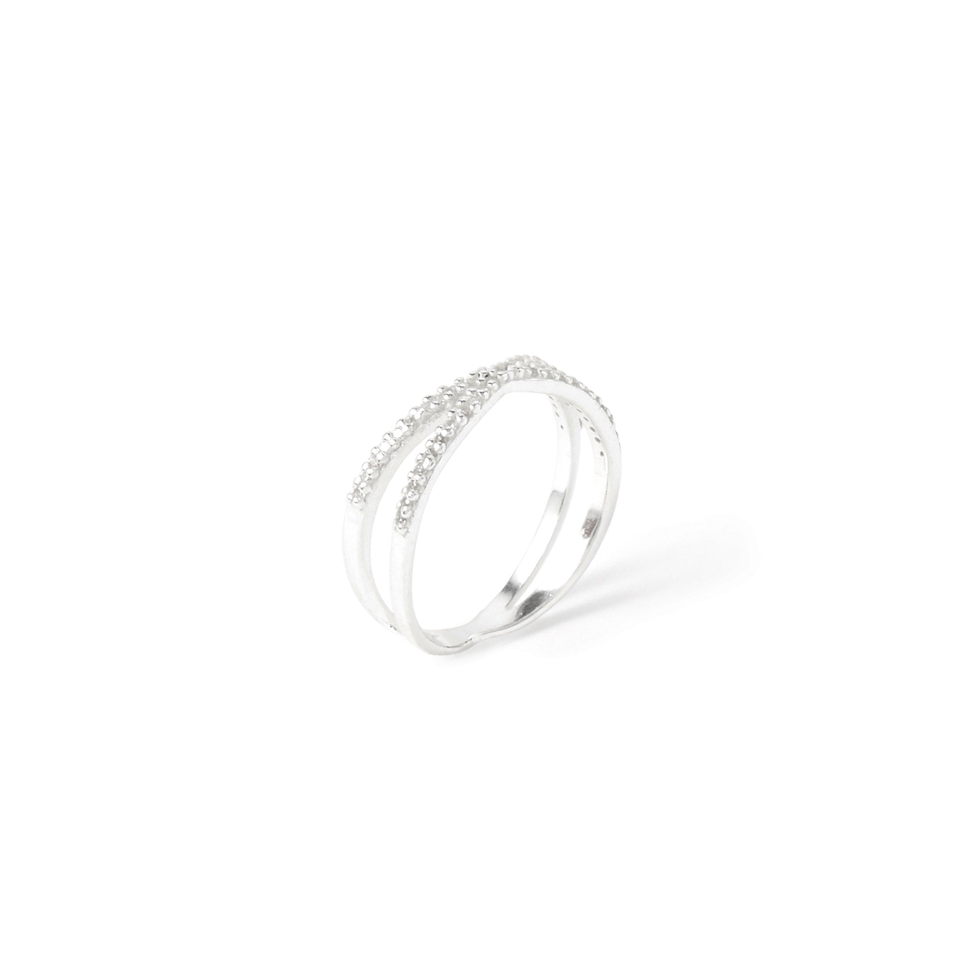 925 Sterling Pure Silver Cz Crossover Ring For Women-Medium