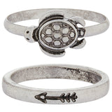 Accessorize London Women's set of 2 Silver Tilly Turtle Ring Pack-Small