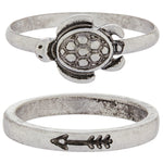 Accessorize London Women's set of 2 Silver Tilly Turtle Ring Pack-Medium