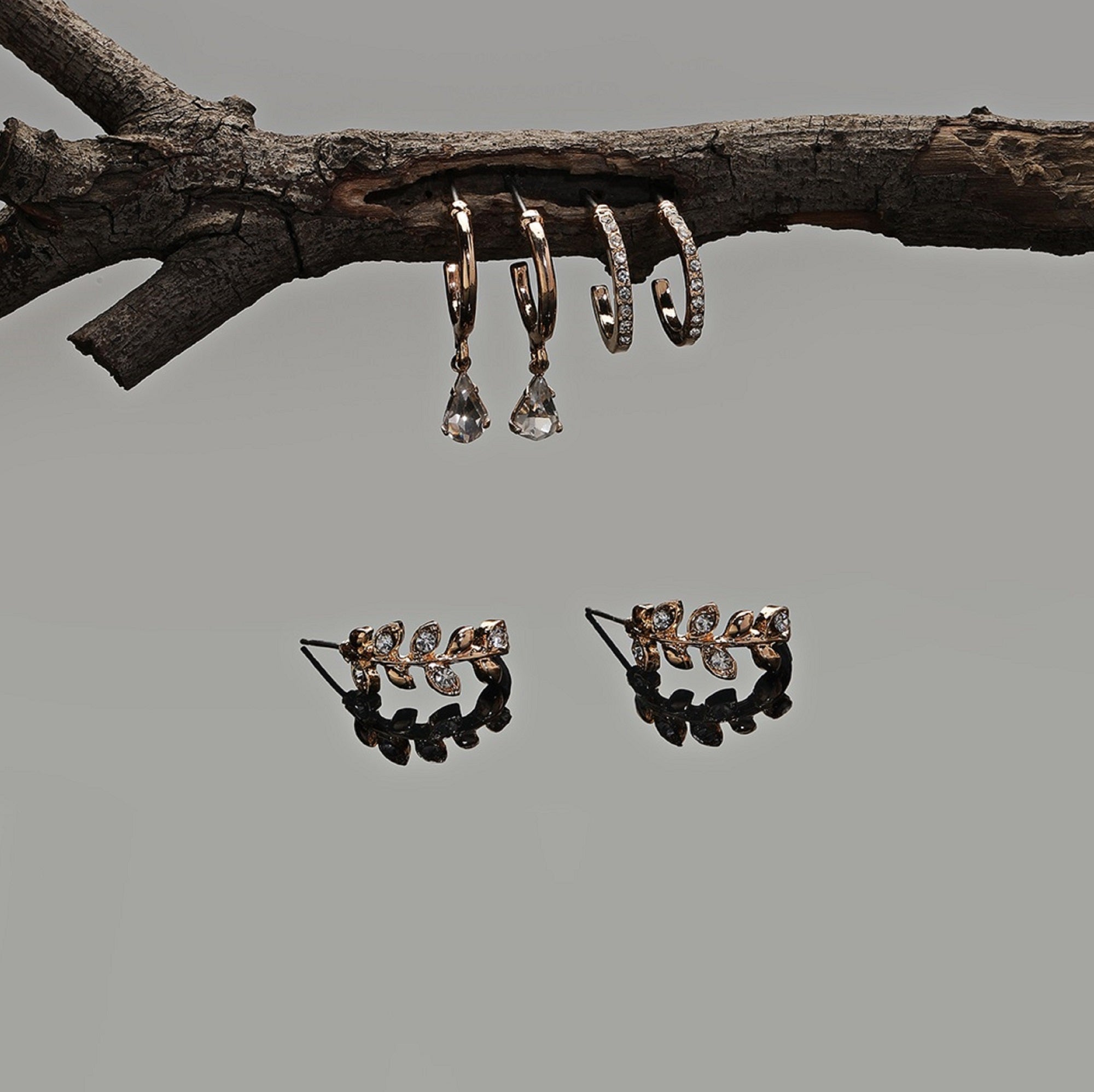 Accessorize London Women's Set Of 3 Leaf Hoop Earrings