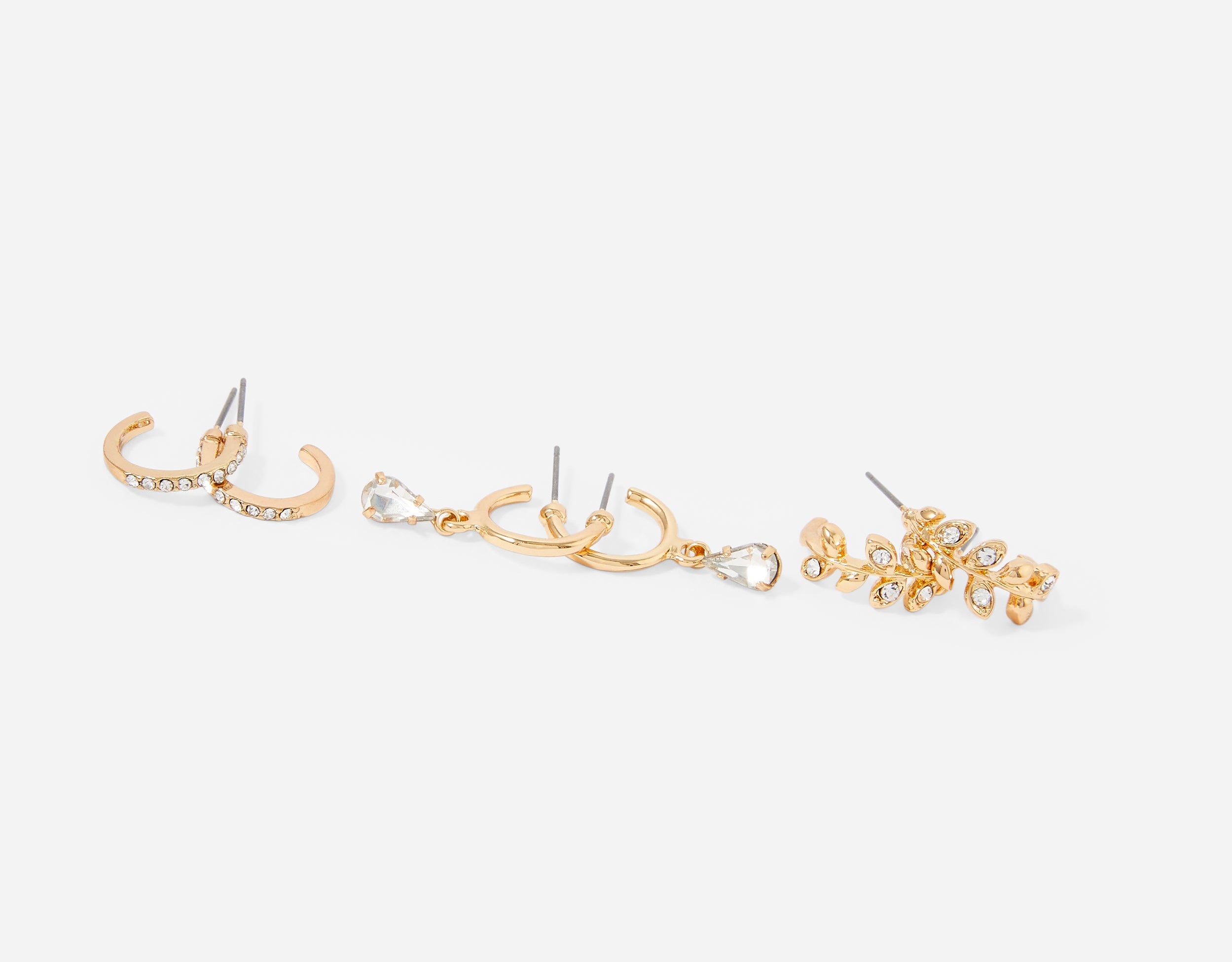 Accessorize London Women's Set Of 3 Leaf Hoop Earrings
