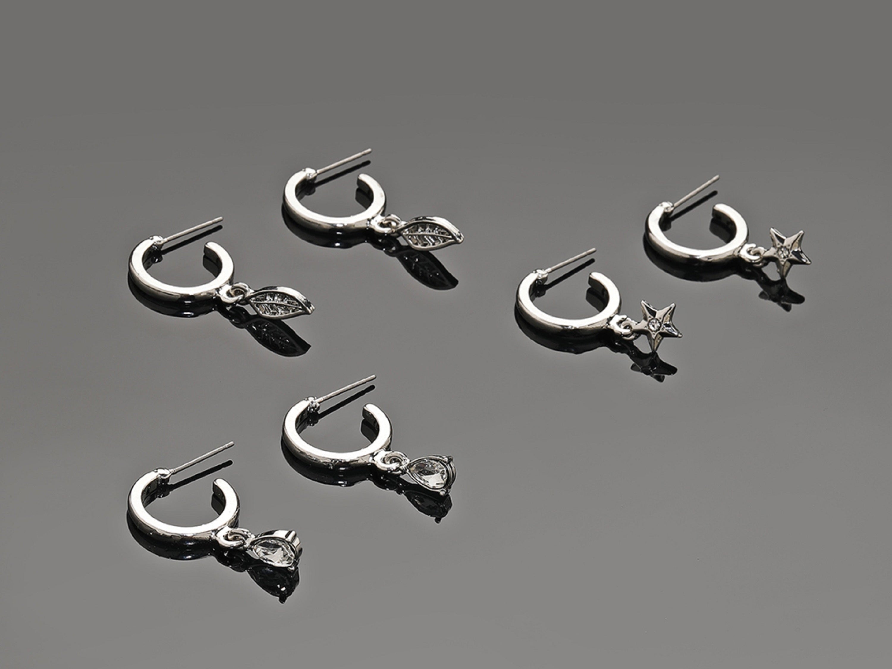 Accessorize London Women's Set Of 3 Silver Charmy Hoop Earrings