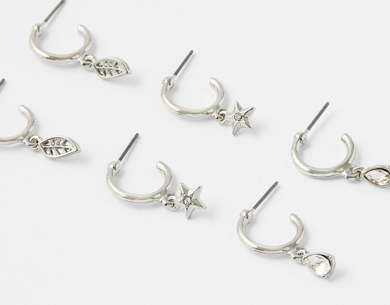 Accessorize London Women's Set Of 3 Silver Charmy Hoop Earrings