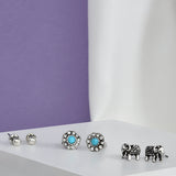 Accessorize London Women's Pack Of 3 Turq Elephant Earrings