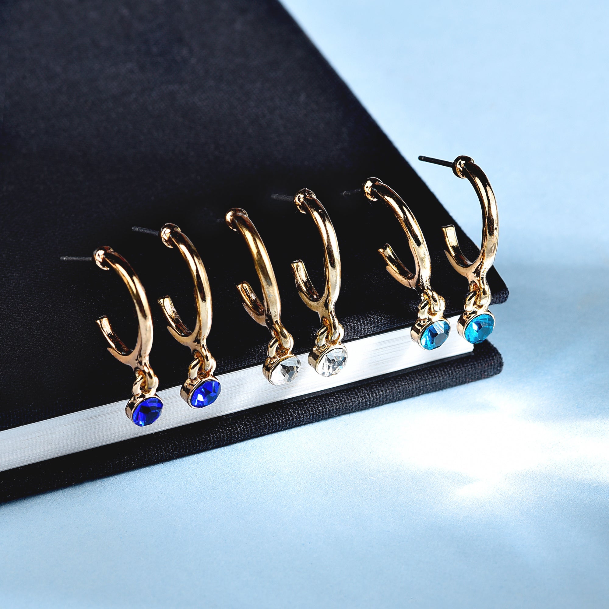 Accessorize London 3 X Ombre Gems Hoop Pack