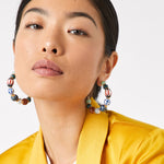 Accessorize London Women's Cassie Ceramic Bead Hoop Earring