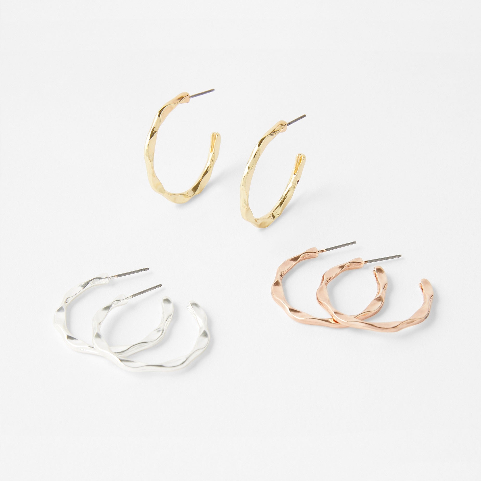 Accessorize London 3 X Mixed Metal Hoop Pack