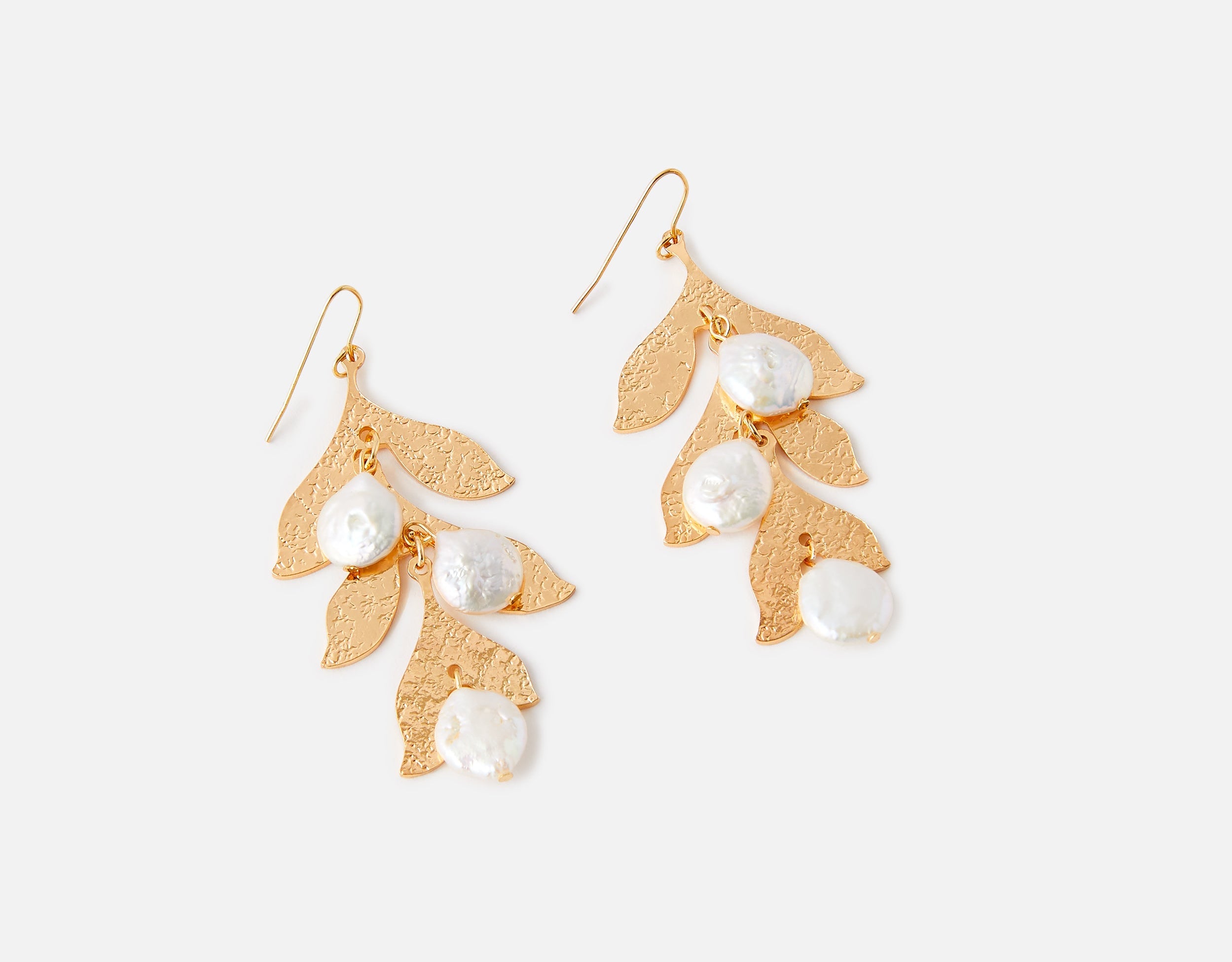 Accessorize London Women's Statement Leaf Pearl Drop Earrings