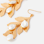 Accessorize London Women's Statement Leaf Pearl Drop Earrings