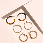 Accessorize London Women's Set Of 3 Large Tort Hoop Earrings
