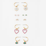 Accessorize London 6 X Rainbow Flower Stud & Hoop Pack