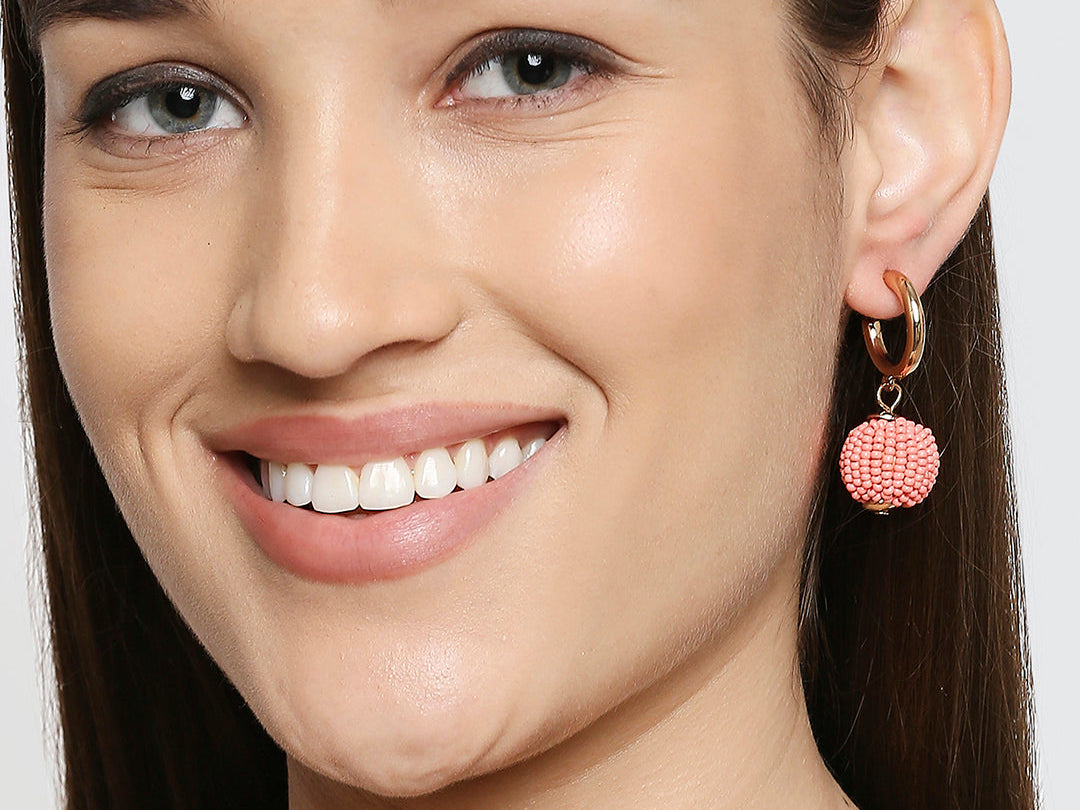 Accessorize London Island Vibe Seedbead Hoop Drop Earrings