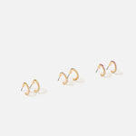 Accessorize London Women'S Gold Island Vibe Set Of 3 Ombre Crystal Huggie Hoop Earring
