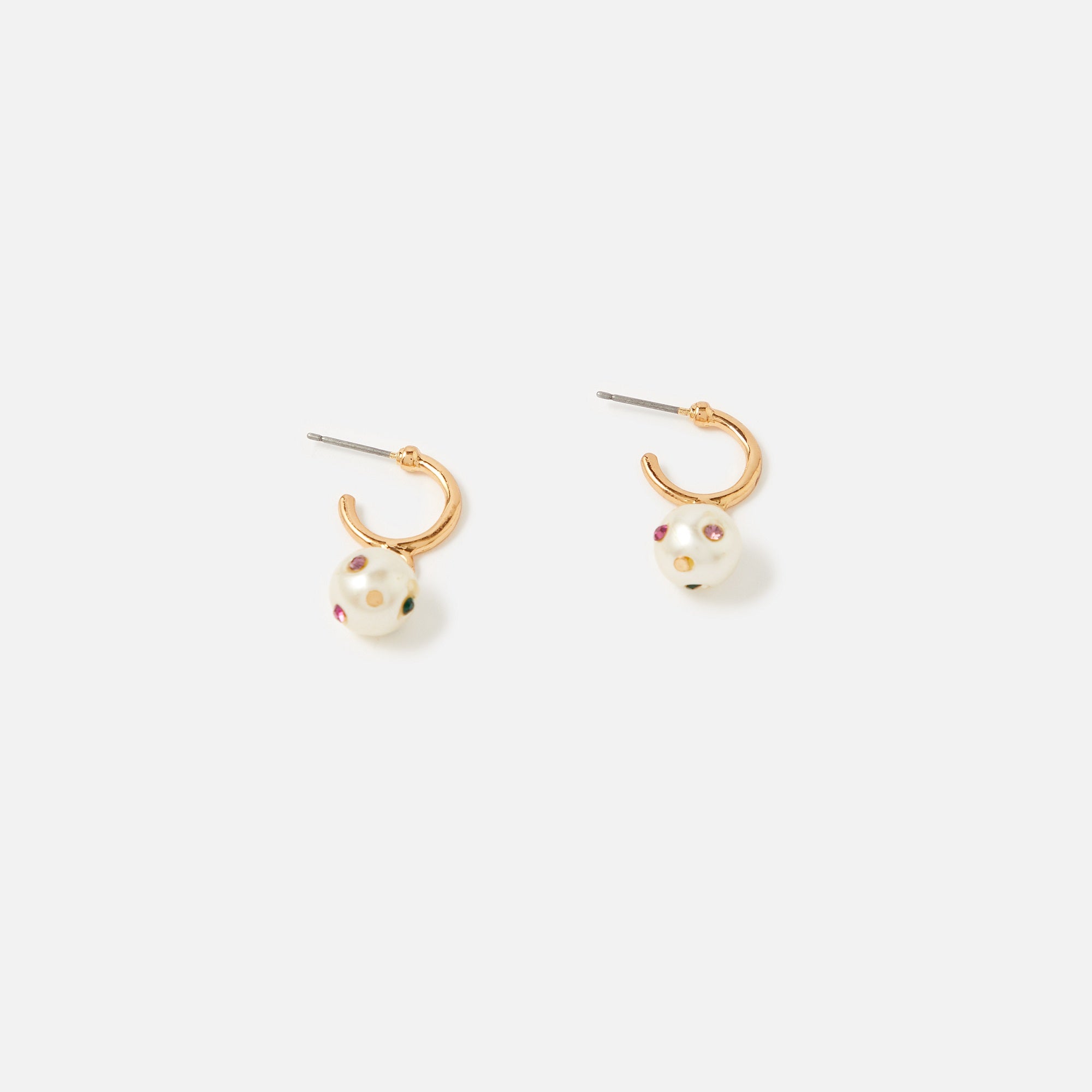 Accessorize London Women's Island Vibe Gem Inset Pearl Hoop Earrings