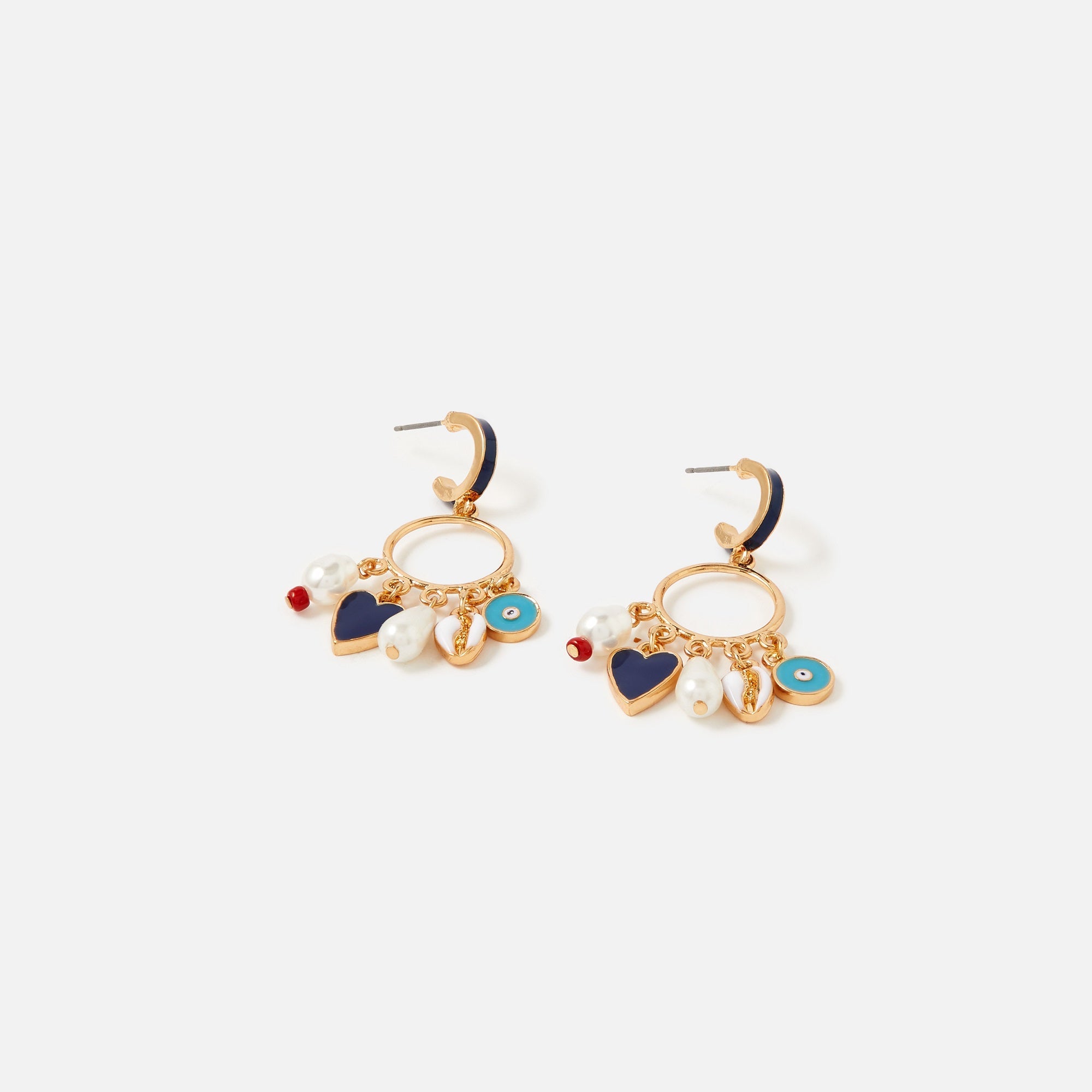 Accessorize London Golden Charmy Pearl & Shell Drop Earrings