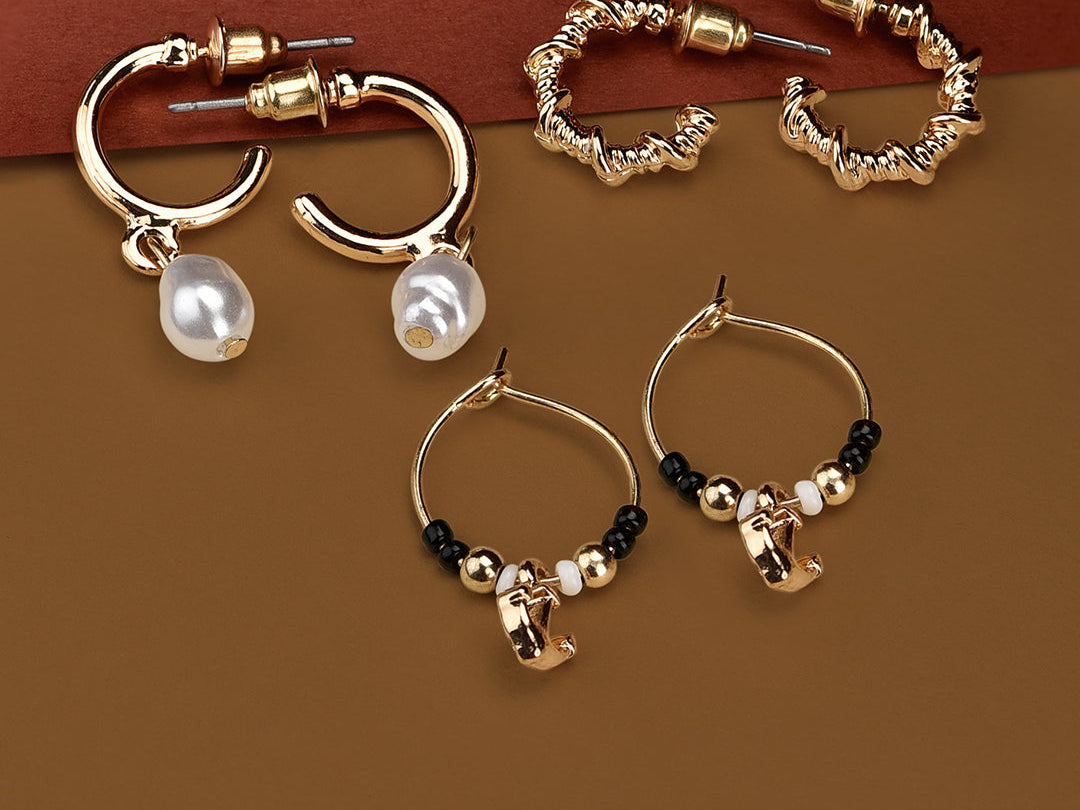 Accessorize London St Ives Set Of 3 Anchor & Beads Hoop Earrings