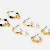 Accessorize London St Ives Set Of 3 Anchor & Beads Hoop Earrings