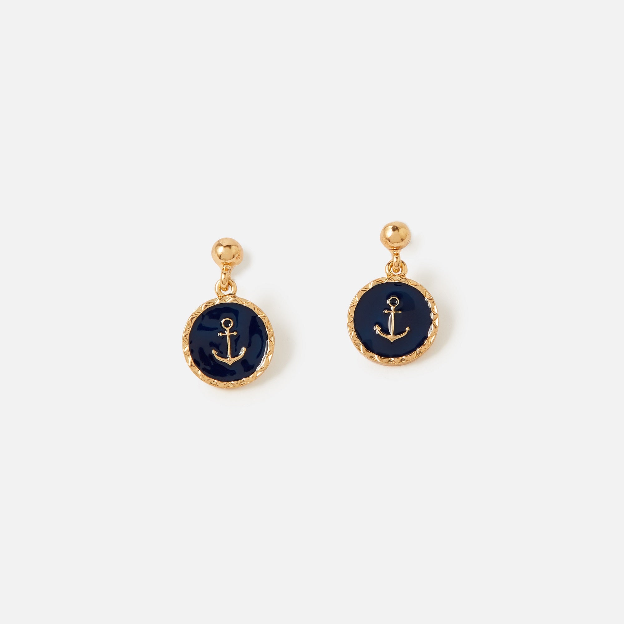 Accessorize London Women's St Ives Enamel Anchor Short Drop Earrings