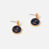 Accessorize London Women's St Ives Enamel Anchor Short Drop Earrings