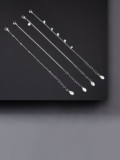 Accessorize London Women's Set Of 4  Simple Silver Bracelets