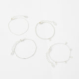 Accessorize London Women's Set Of 4 Simple Silver Bracelets