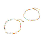 Accessorize London Pack of 2 Rainbow Love Anklet Pack