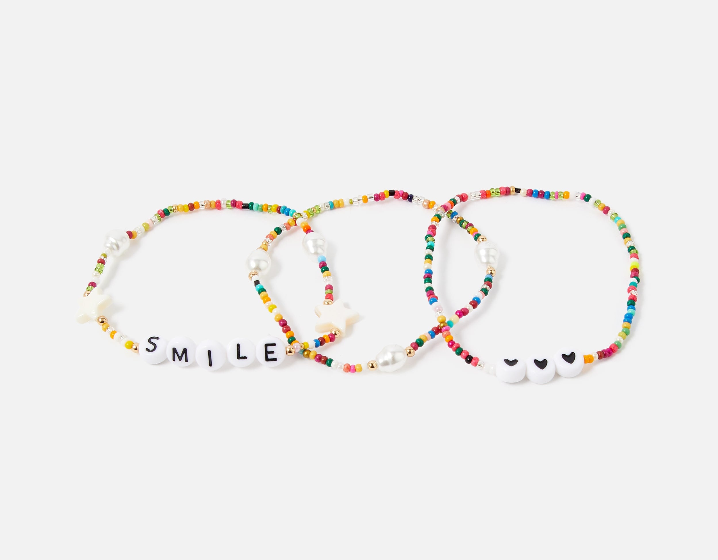 Accessorize London Set Of 3 Cute Smile Bracelet Pack