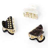 Accessorize London Women's Black & White 3 Pack Studded Mini Hair Claw Clip