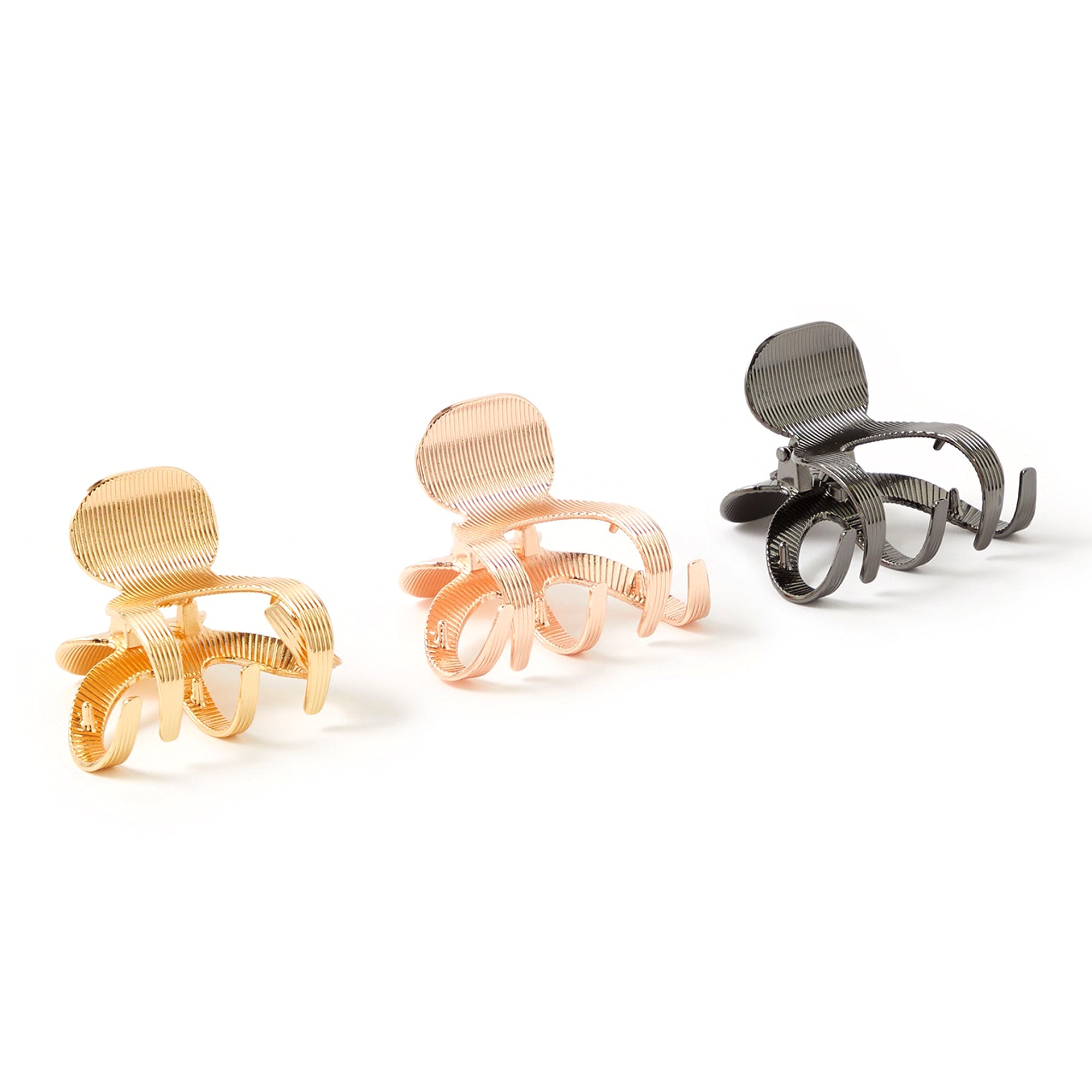 Accessorize London Women's 3 Pack Metal Hair Claw Clip