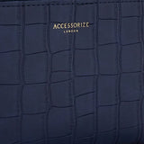 Accessorize London Women's Faux Leather Mid Size Zip Round Navy Purse Wallet
