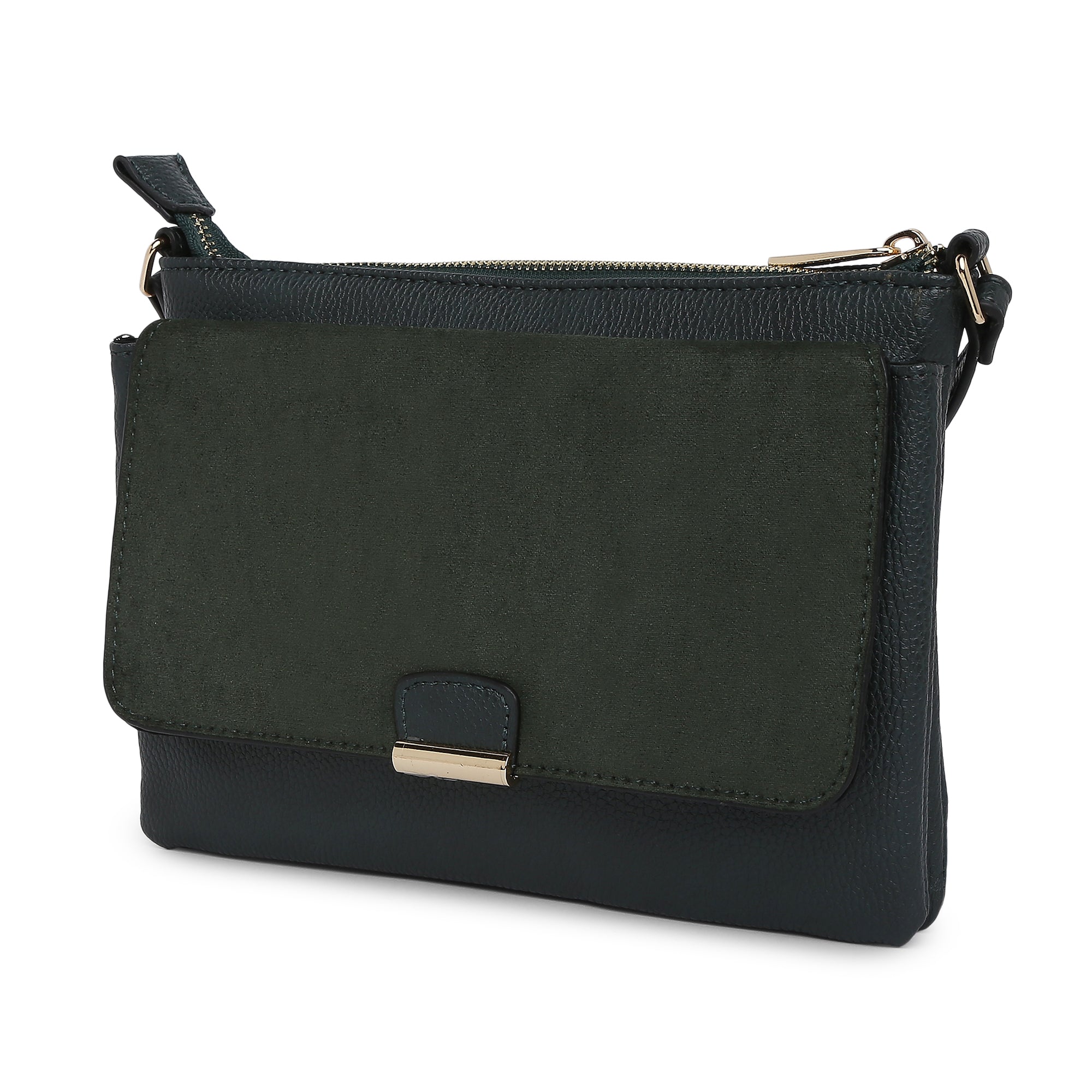 Accessorize London Women's Cassie Green Solid Sling Bag