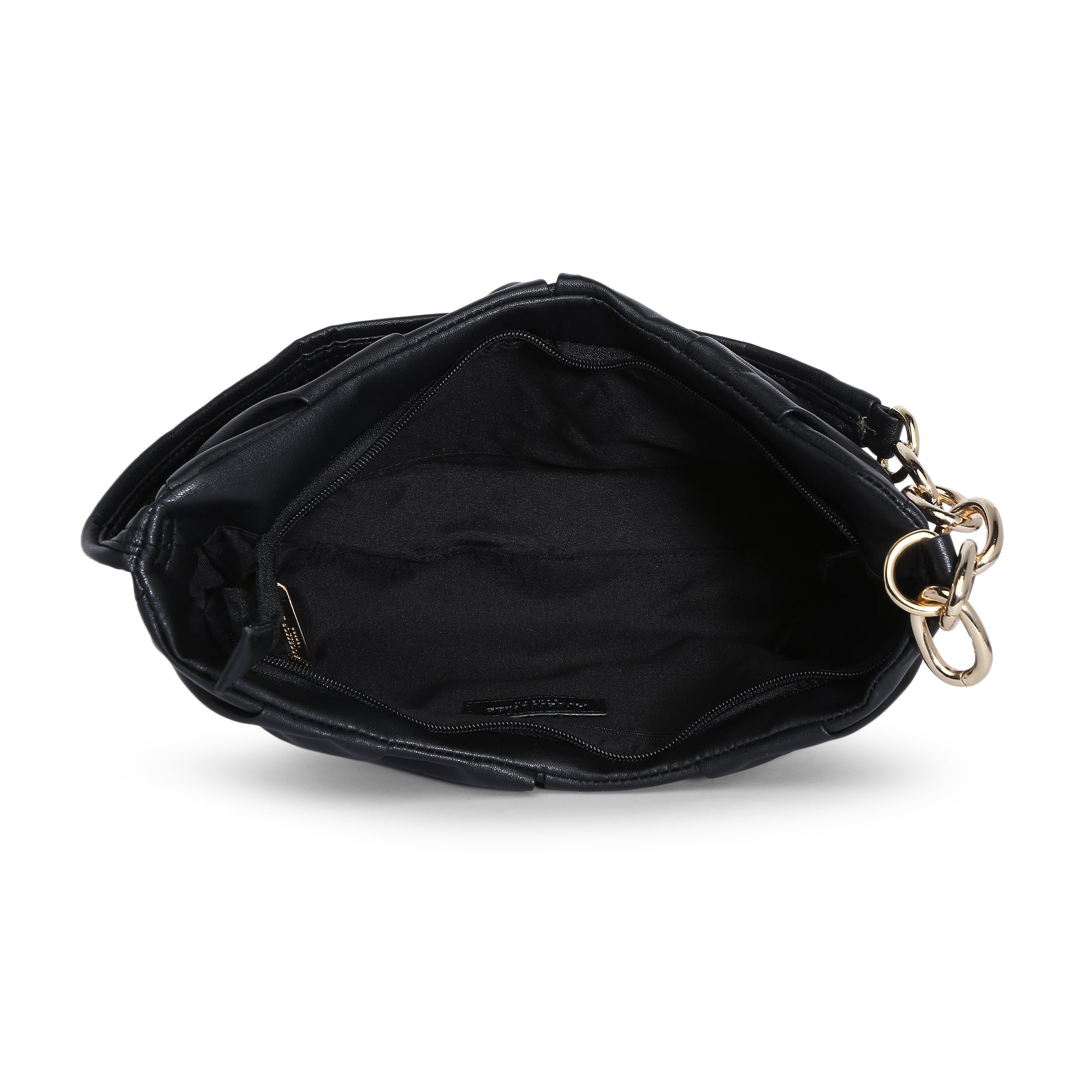 Accessorize London Women's Faux Leather Stella Pleated Chain Shoulder - Black