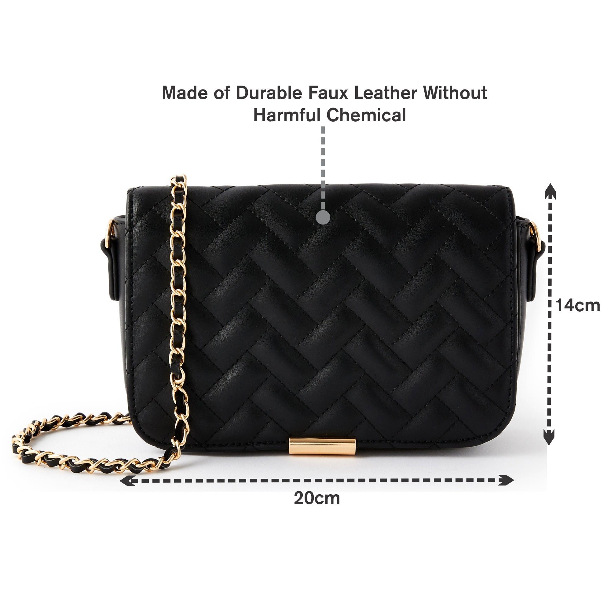 Buy Black Quinn Quilted Woven Chain Sling Bag Accessorize India