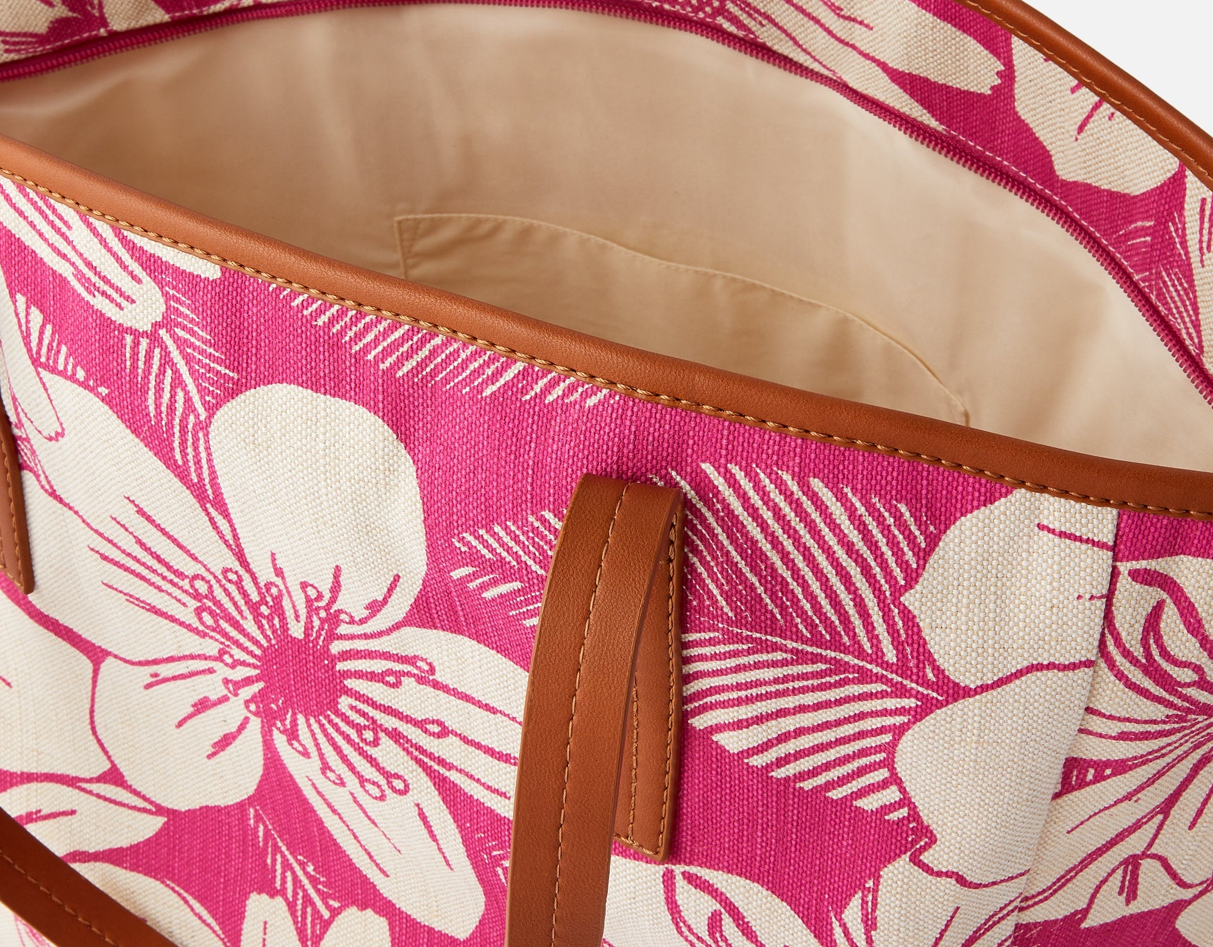 Accessorize London Women's Pink Floral Perla Print Cotton Shopper Bag