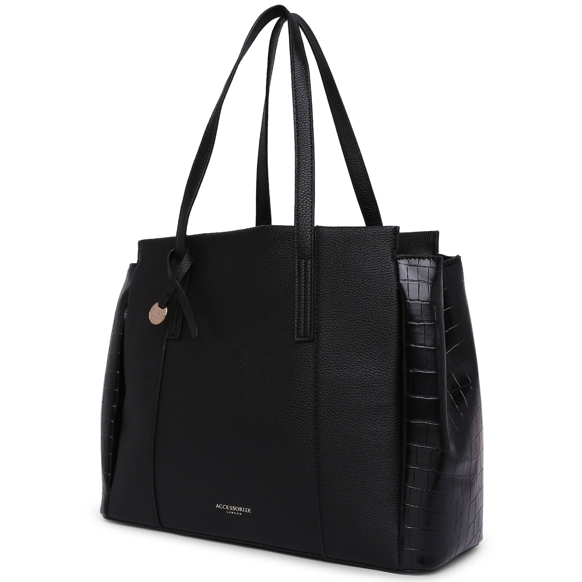 Accessorize London Women's Faux Leather Black Lauren Workbag