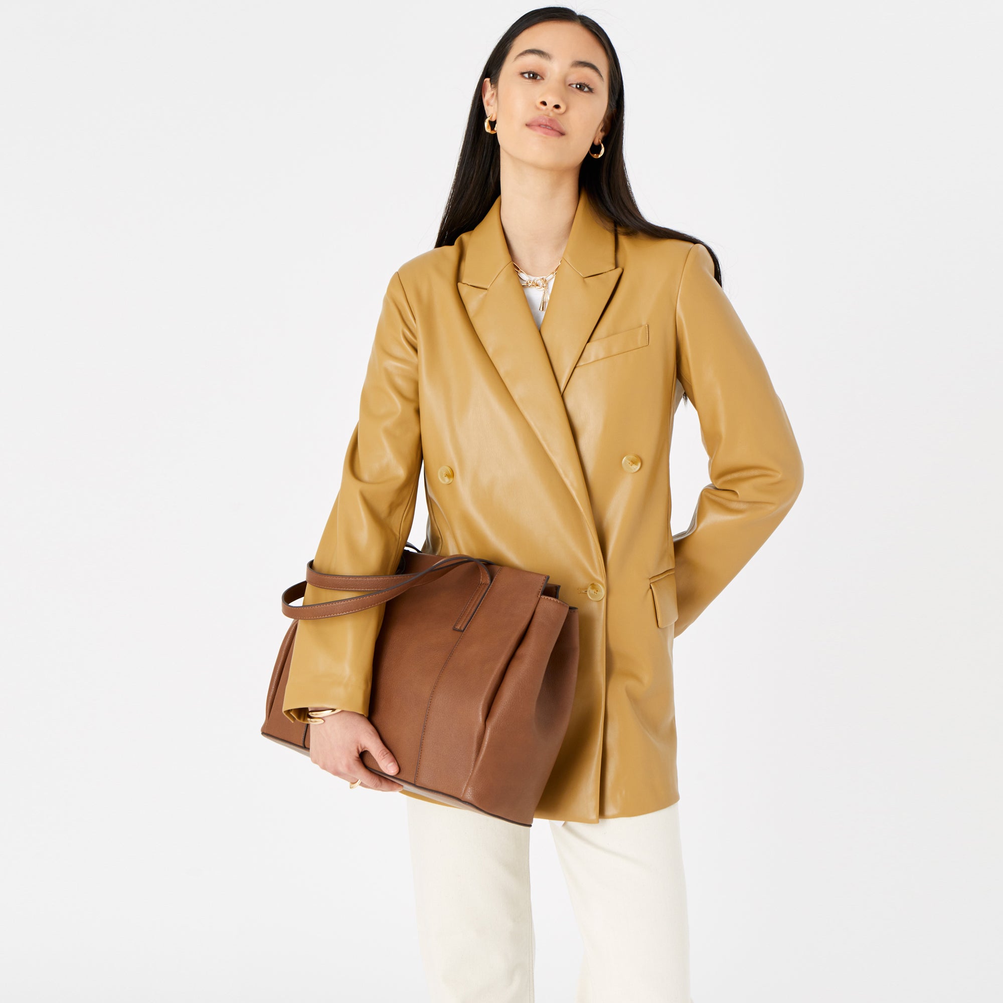 Accessorize London Women's Faux Leather Tan Lauren Workbag